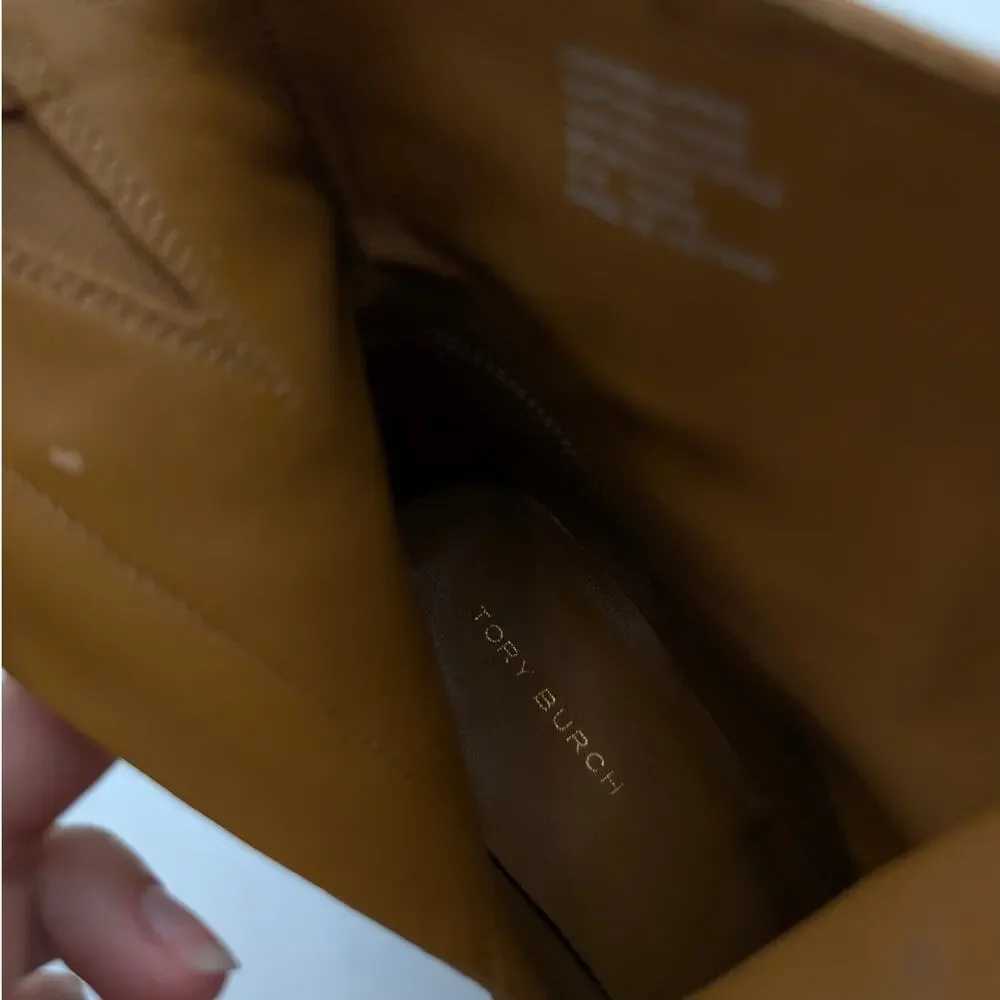 Tory Burch Brooke Stamped Ankle Boots Women's Tan Leather Size US6M EU36.5
